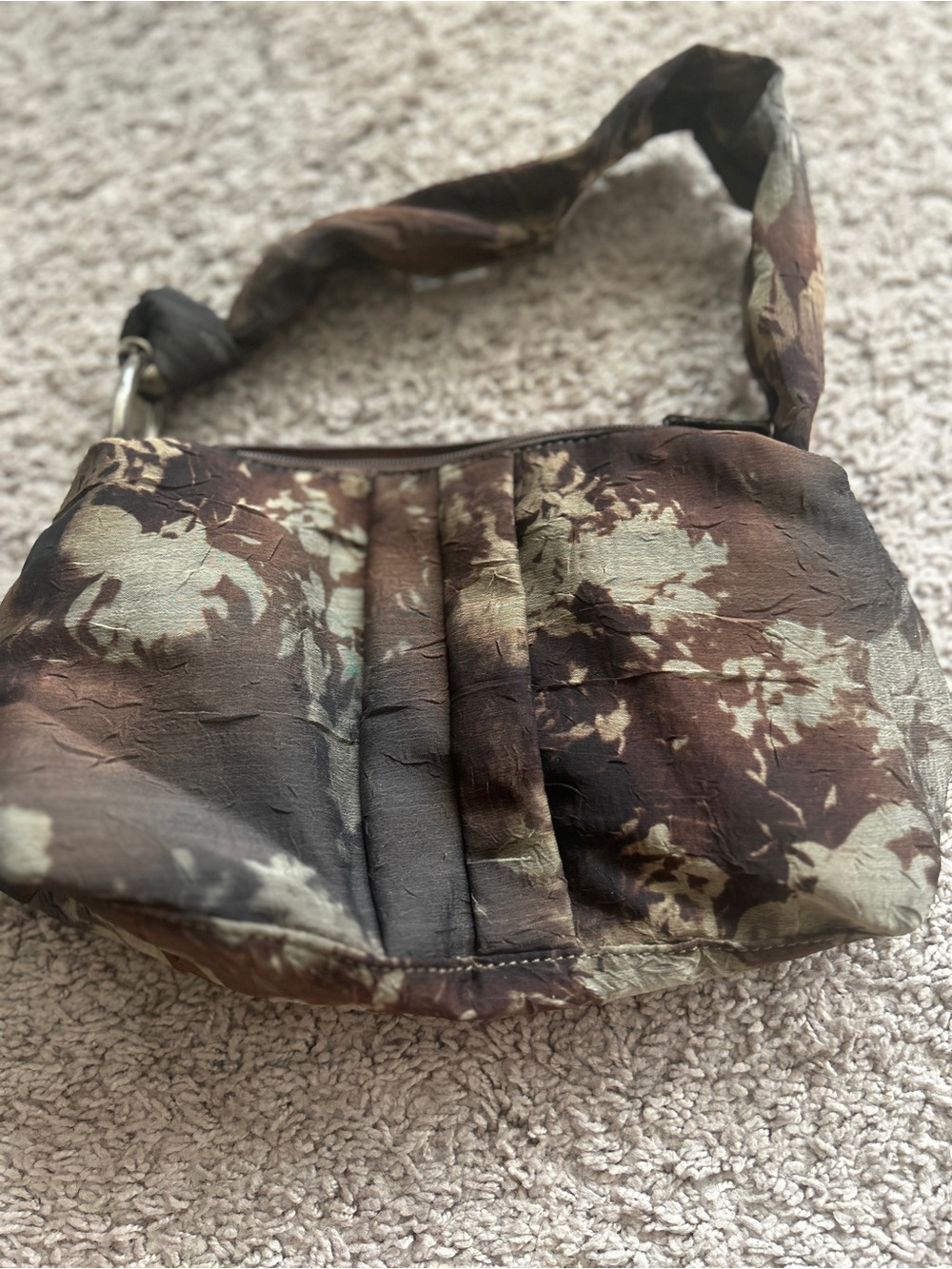 Nine West Brown and Cream Floral Shoulder Bag